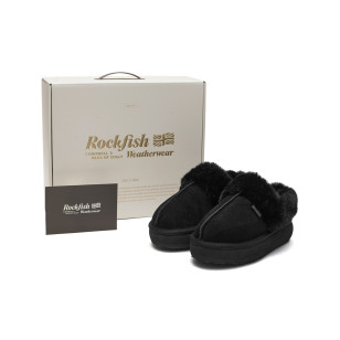 CLOUDY FLATFORM FUR MULES - BLACK